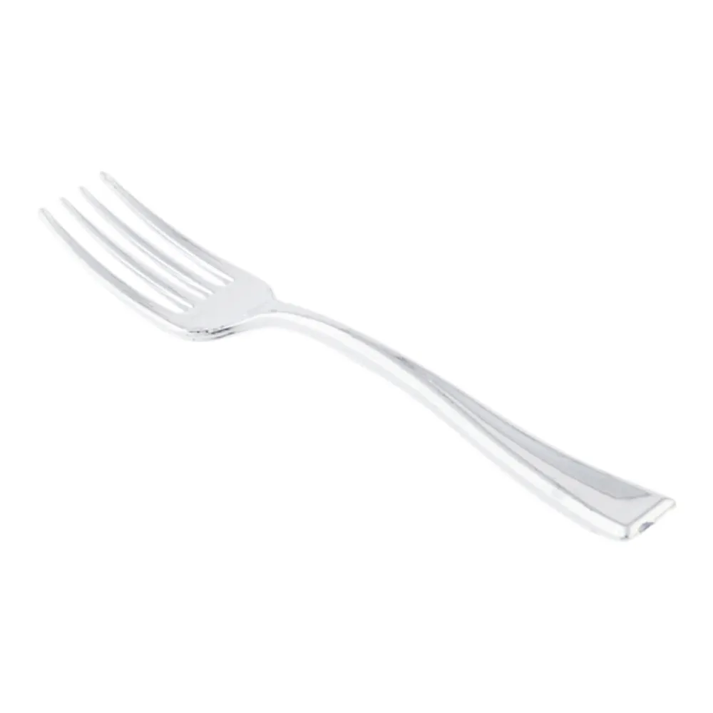 100 2 oz Round Seagreen Plastic Mini Tasting Bowls and 100 Silver Plastic 4" Mini Forks