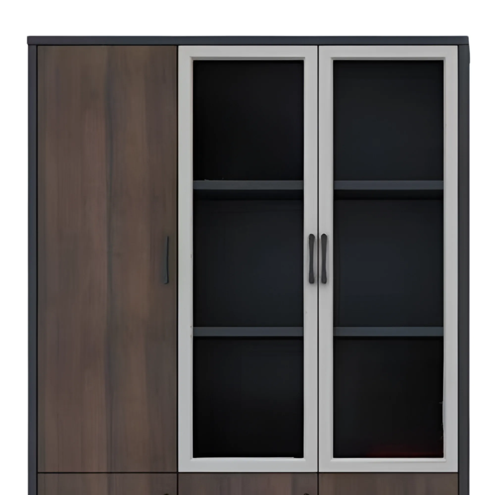 120x40x200cm 2 Glass, 1 Hinged Doors And 3 Lockable Doors Office Cabinet S-1223W