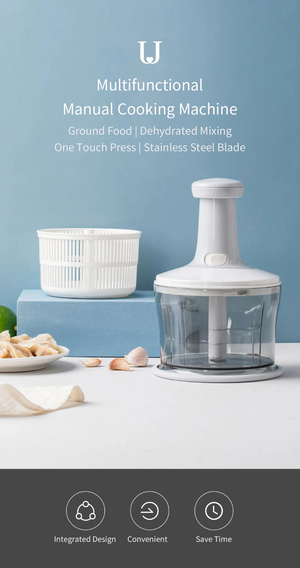 1500Ml Hand Operated Food Processor