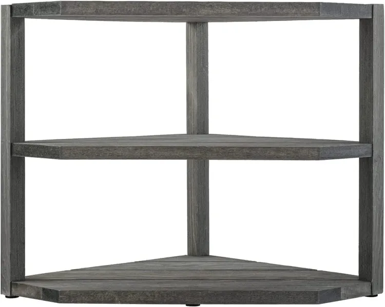 3-Tiered Weathered Gray Wood Kitchen Countertop Corner Organizer Shelf