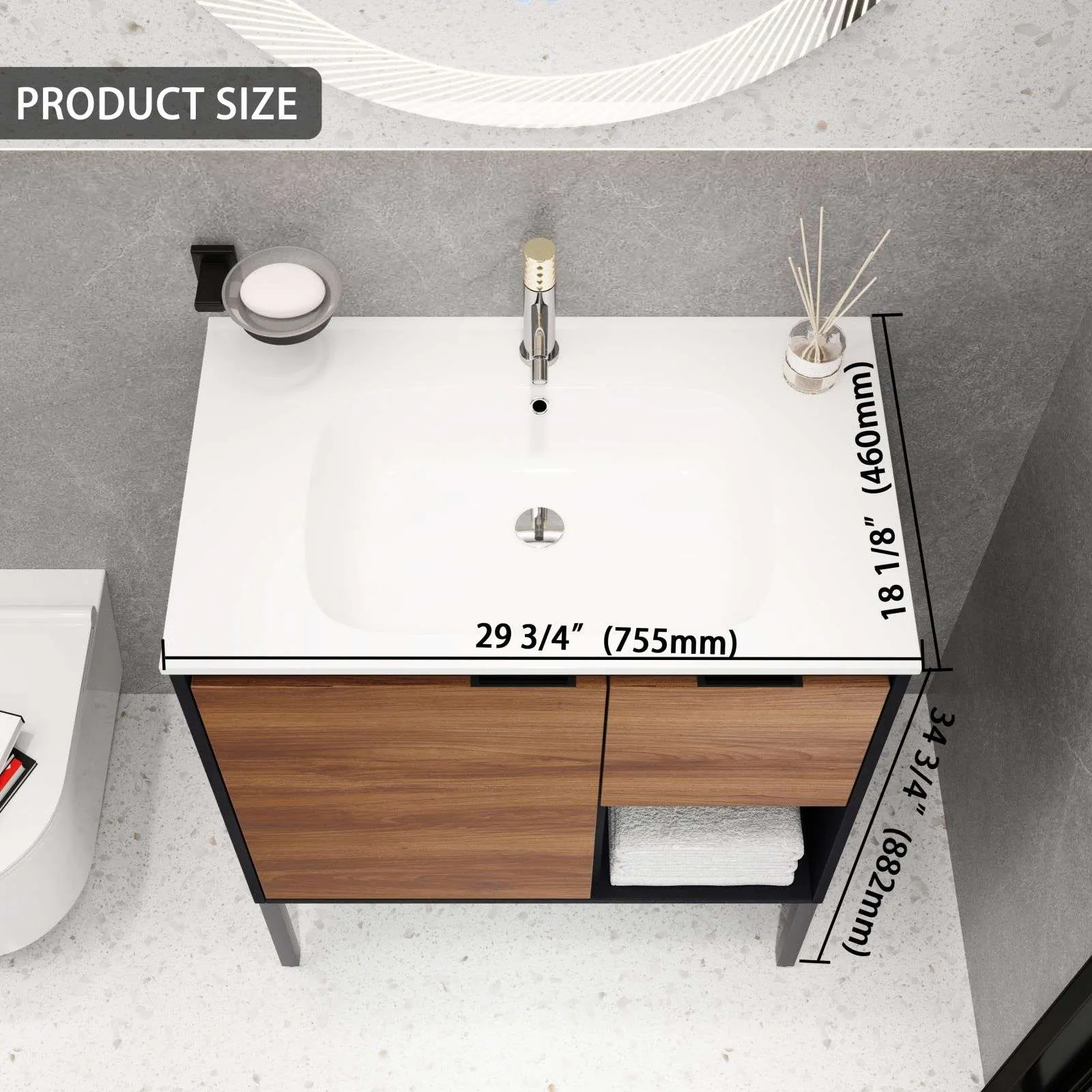 30" Bathroom Vanity with Sink, Freestanding Cabinet with Drawers & Soft Closing Doors