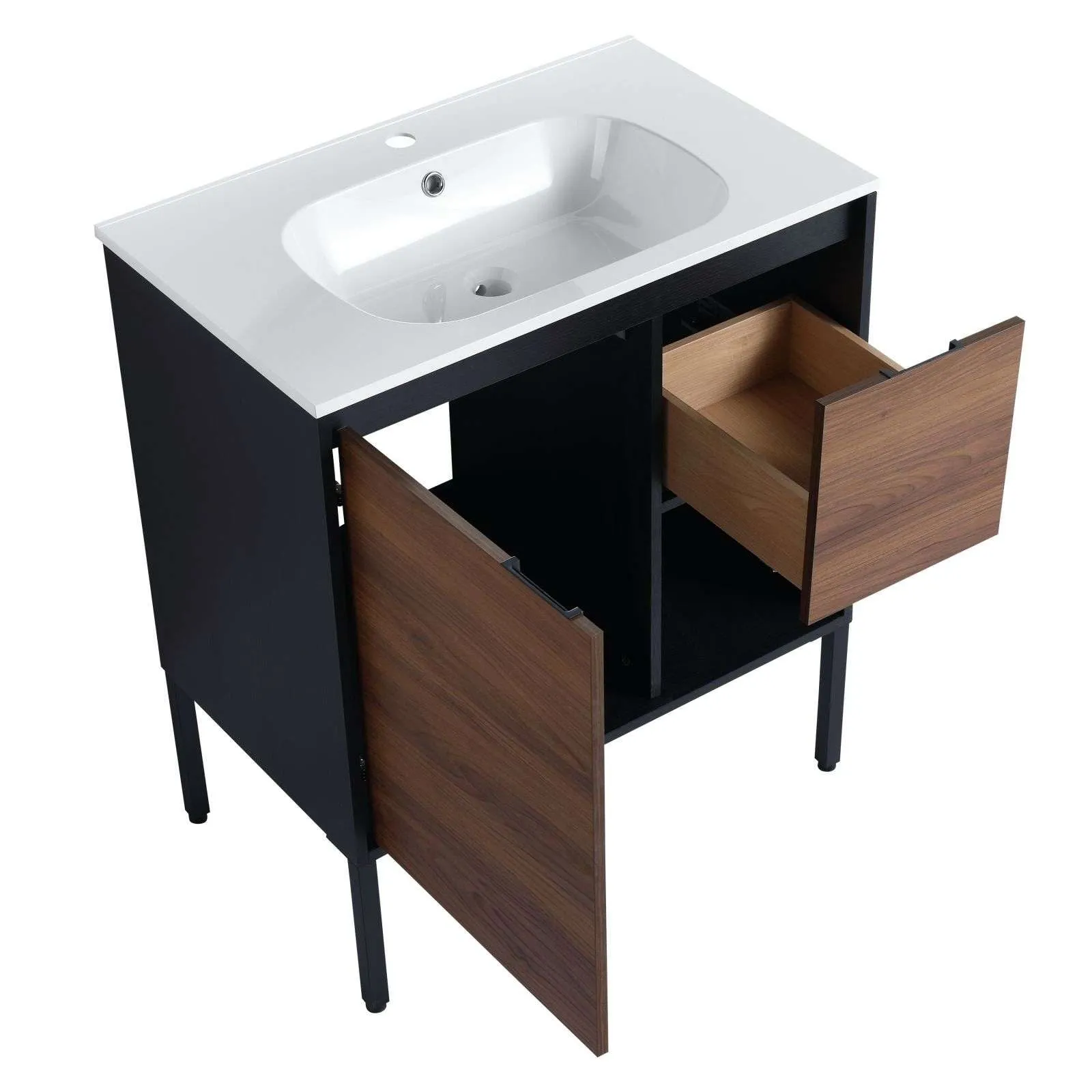 30" Bathroom Vanity with Sink, Freestanding Cabinet with Drawers & Soft Closing Doors