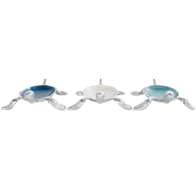 3pc Decorative Turtle Bowl Set in Teal/Blue/Cream