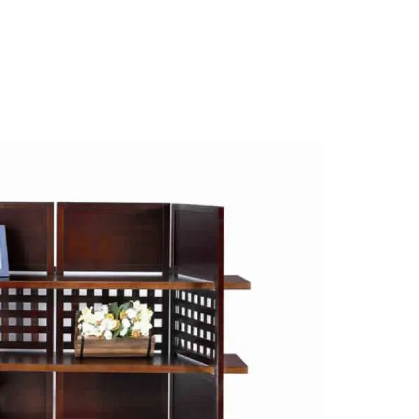 4 Shelf Wooden Bookcase Room Divider With Cutout Design, Brown By Benzara