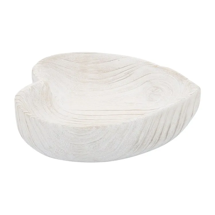 9"/10" Wood Heart Bowls Set of 2 - White