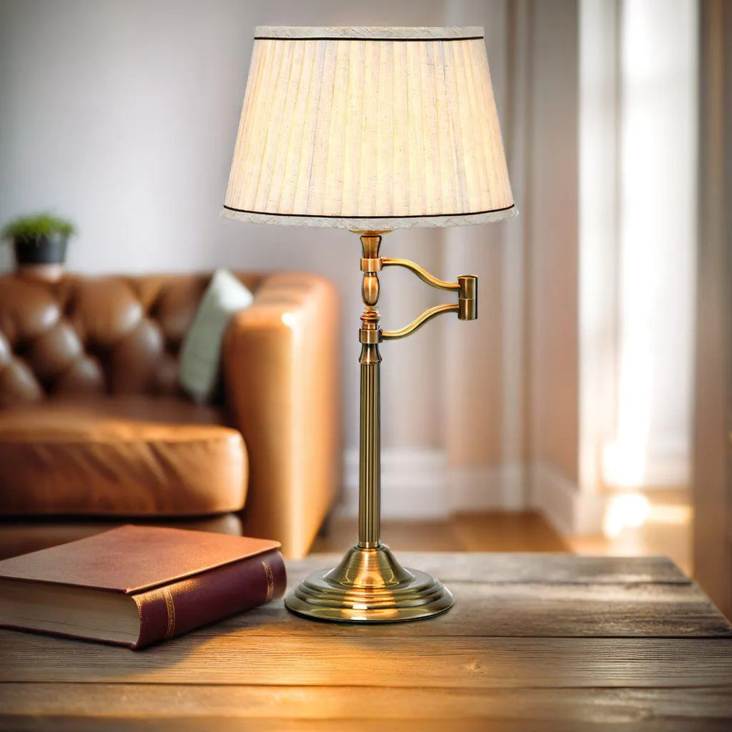 Aaliyah Adjustable Brass Table Lamp - Cream Shade, 560mm High, PL0077