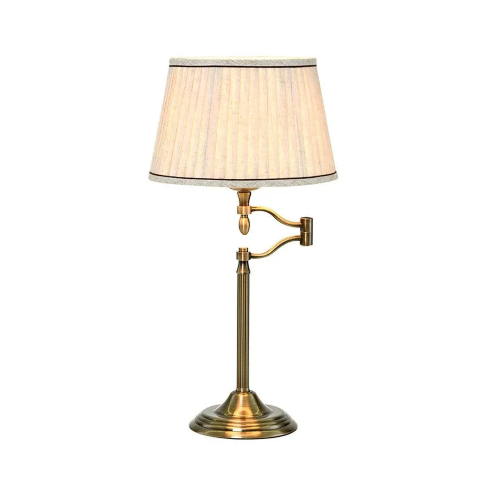 Aaliyah Adjustable Brass Table Lamp - Cream Shade, 560mm High, PL0077