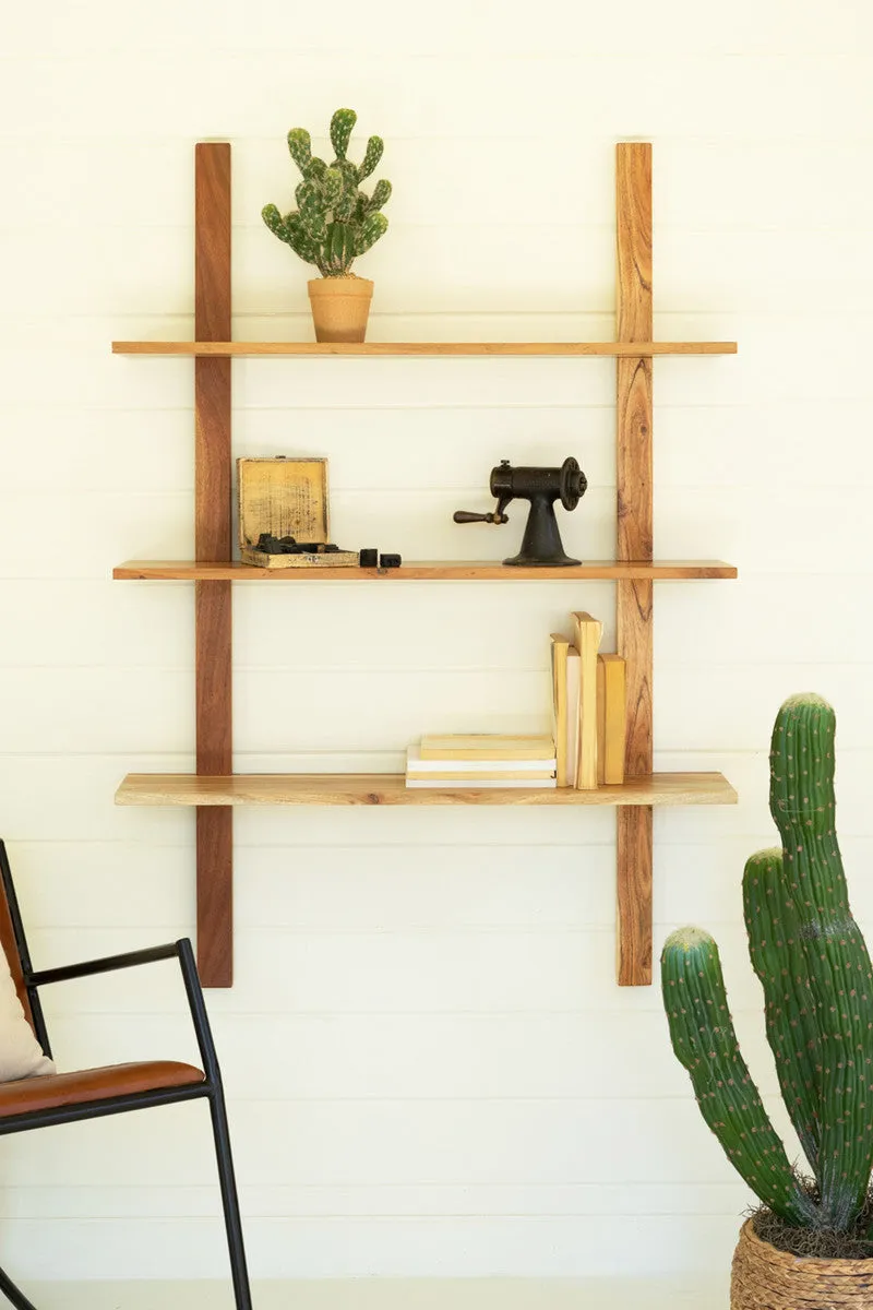 Acacia Wood Three Tiered Wall Shelf By Kalalou