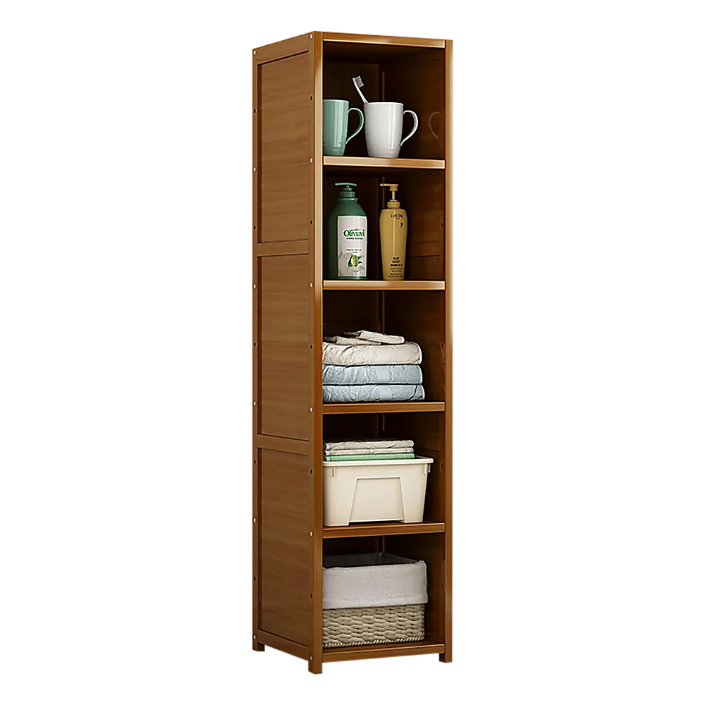 Adjustable Bamboo Shelf Bookcase Display Rack, 5 Shelves