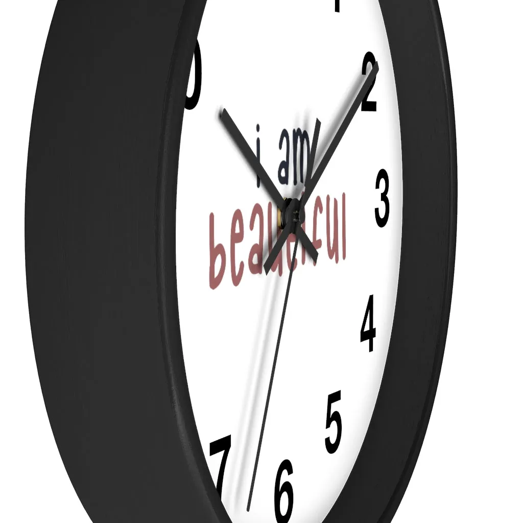 Affirmation Feminist pro choice Wall clock -  I am beautiful pink