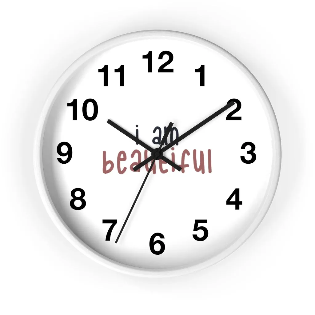 Affirmation Feminist pro choice Wall clock -  I am beautiful pink