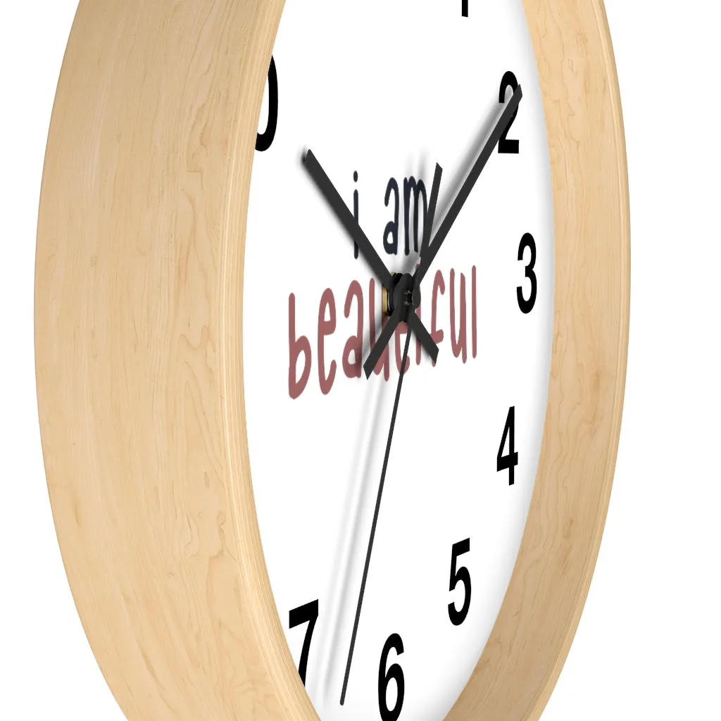 Affirmation Feminist pro choice Wall clock -  I am beautiful pink