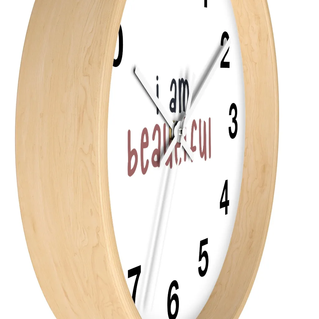 Affirmation Feminist pro choice Wall clock -  I am beautiful pink