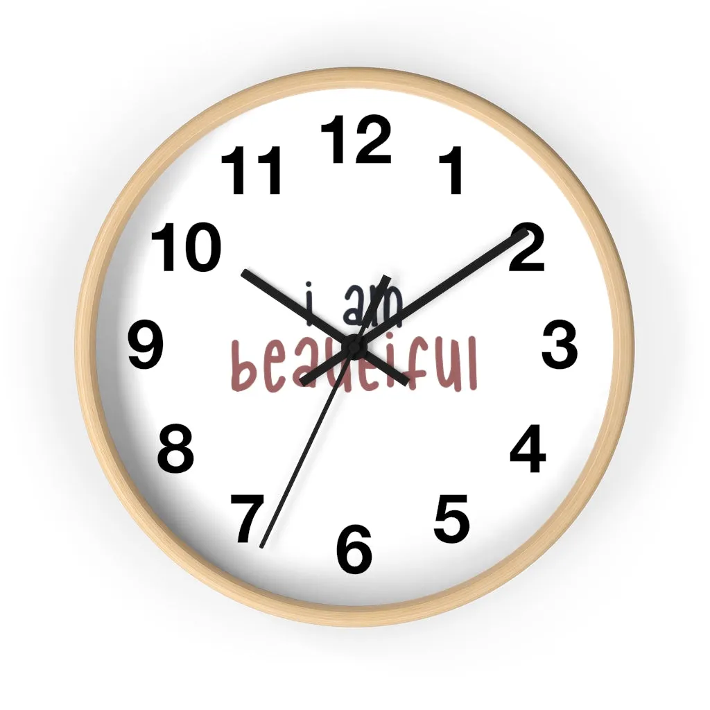 Affirmation Feminist pro choice Wall clock -  I am beautiful pink