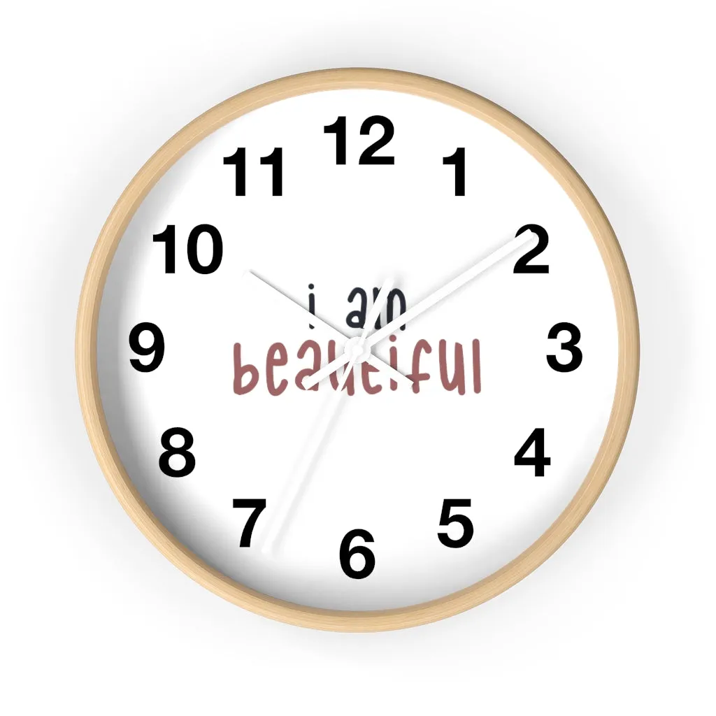 Affirmation Feminist pro choice Wall clock -  I am beautiful pink