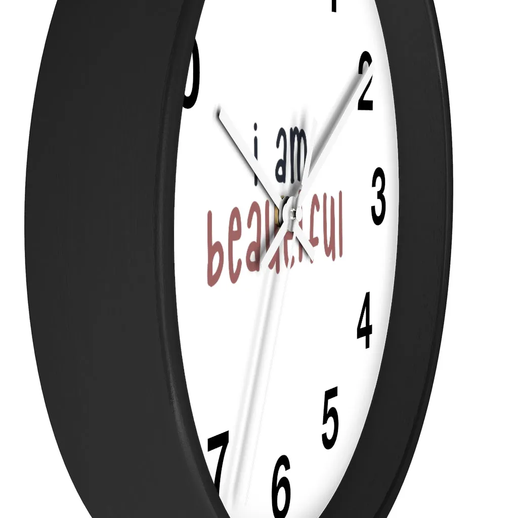 Affirmation Feminist pro choice Wall clock -  I am beautiful pink