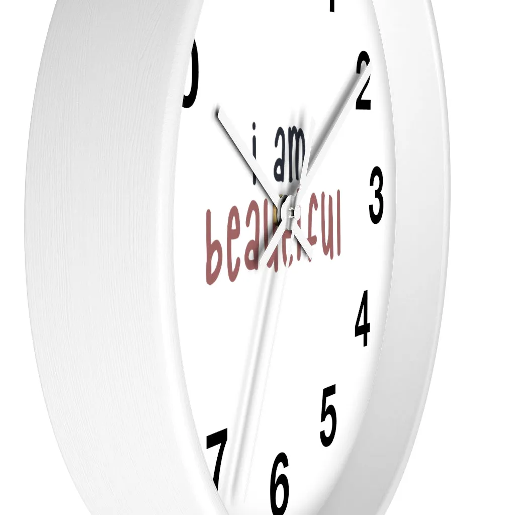 Affirmation Feminist pro choice Wall clock -  I am beautiful pink