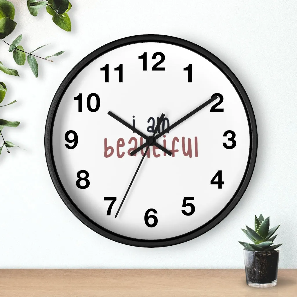 Affirmation Feminist pro choice Wall clock -  I am beautiful pink