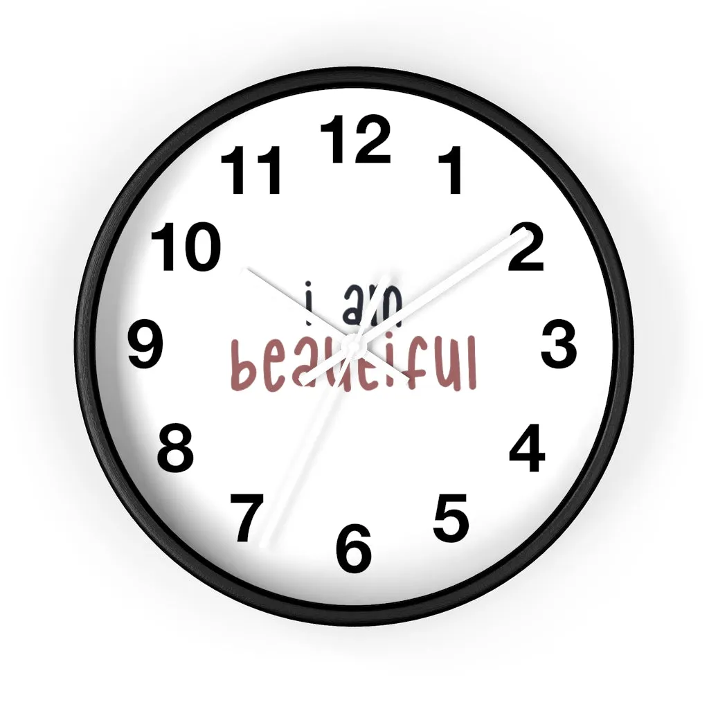 Affirmation Feminist pro choice Wall clock -  I am beautiful pink