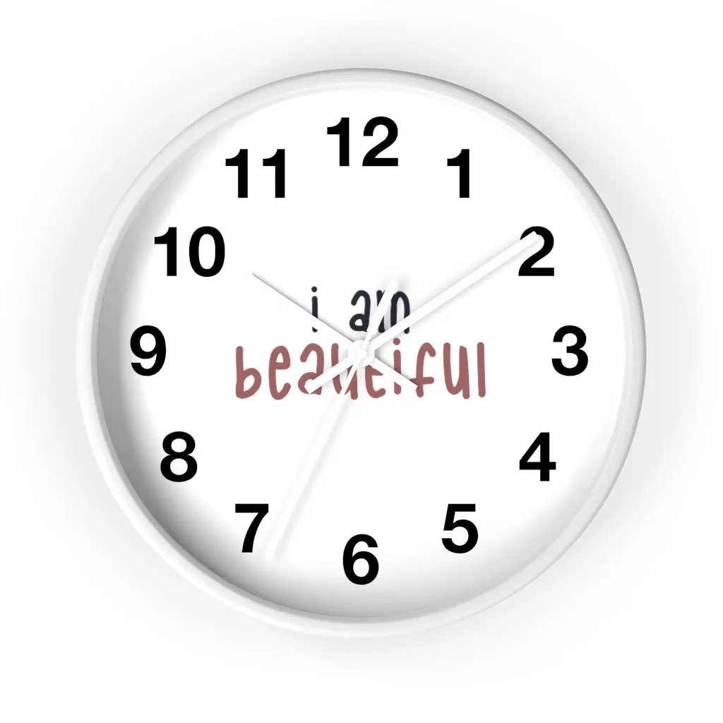 Affirmation Feminist pro choice Wall clock -  I am beautiful pink