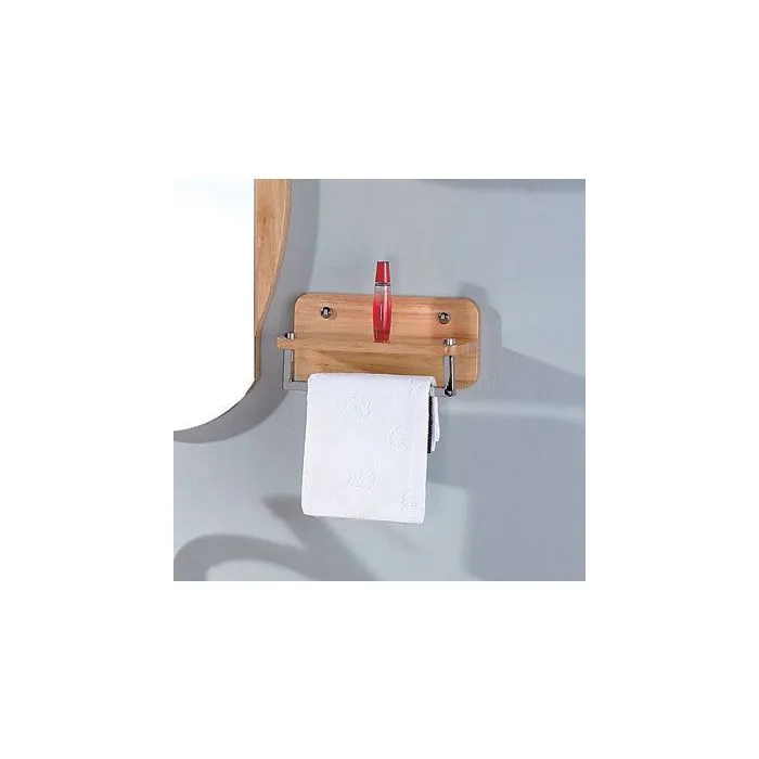 ALFI brand AB5510 12" Small Wooden Shelf with Chrome Towel Bar Bathroom Accessory