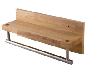 ALFI brand AB5511 16" Wooden Shelf with Chrome Towel Bar Bathroom Accessory