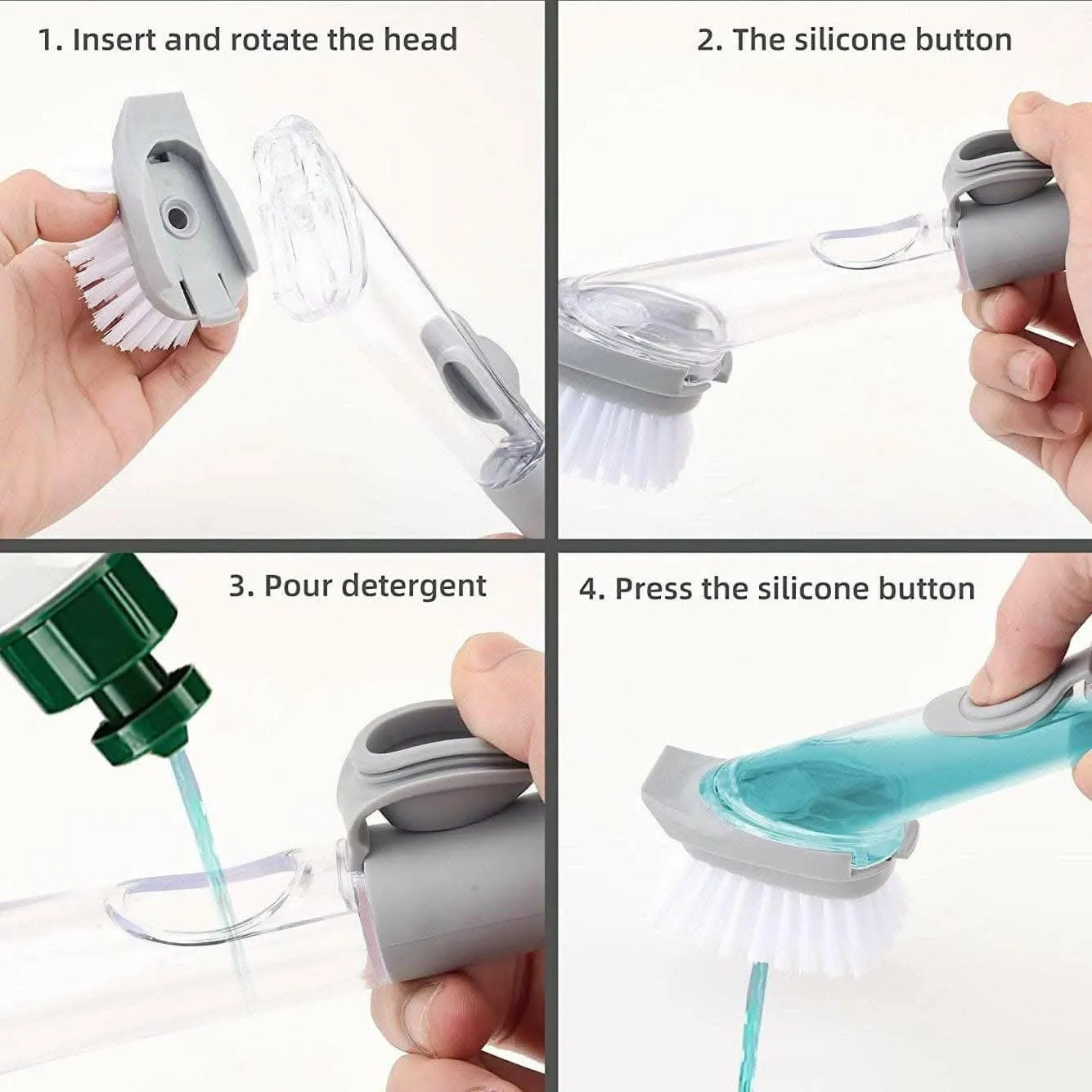 Automatic Liquid Dispenser Dish Clean Brush Scrubber