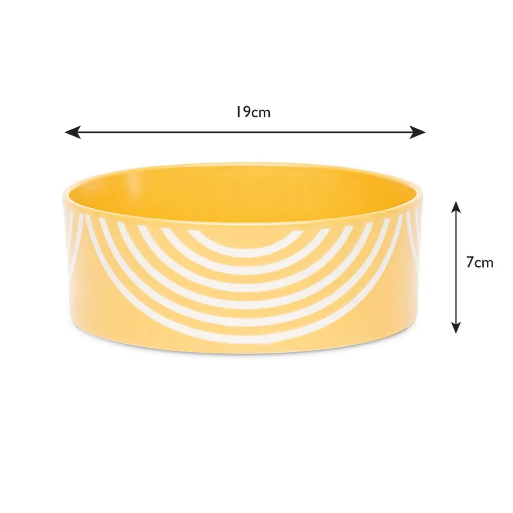 Aztec 2 Piece Dog Food & Water Bowl Set - Sunflower Yellow