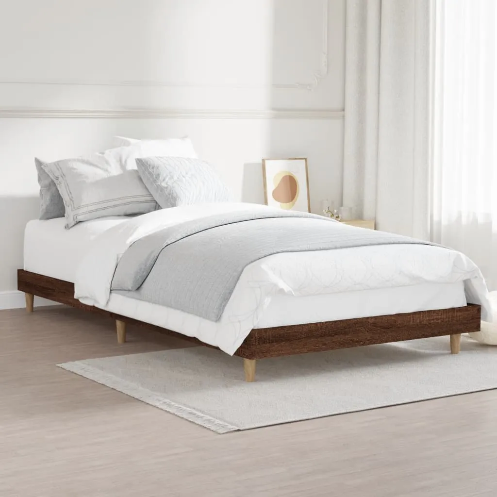 Bed Frame Brown Oak 100x200 cm Engineered Wood