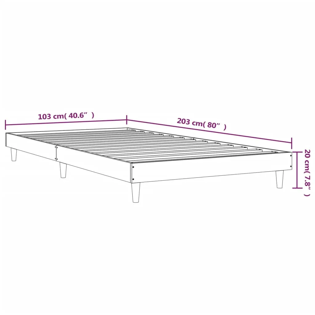 Bed Frame Brown Oak 100x200 cm Engineered Wood