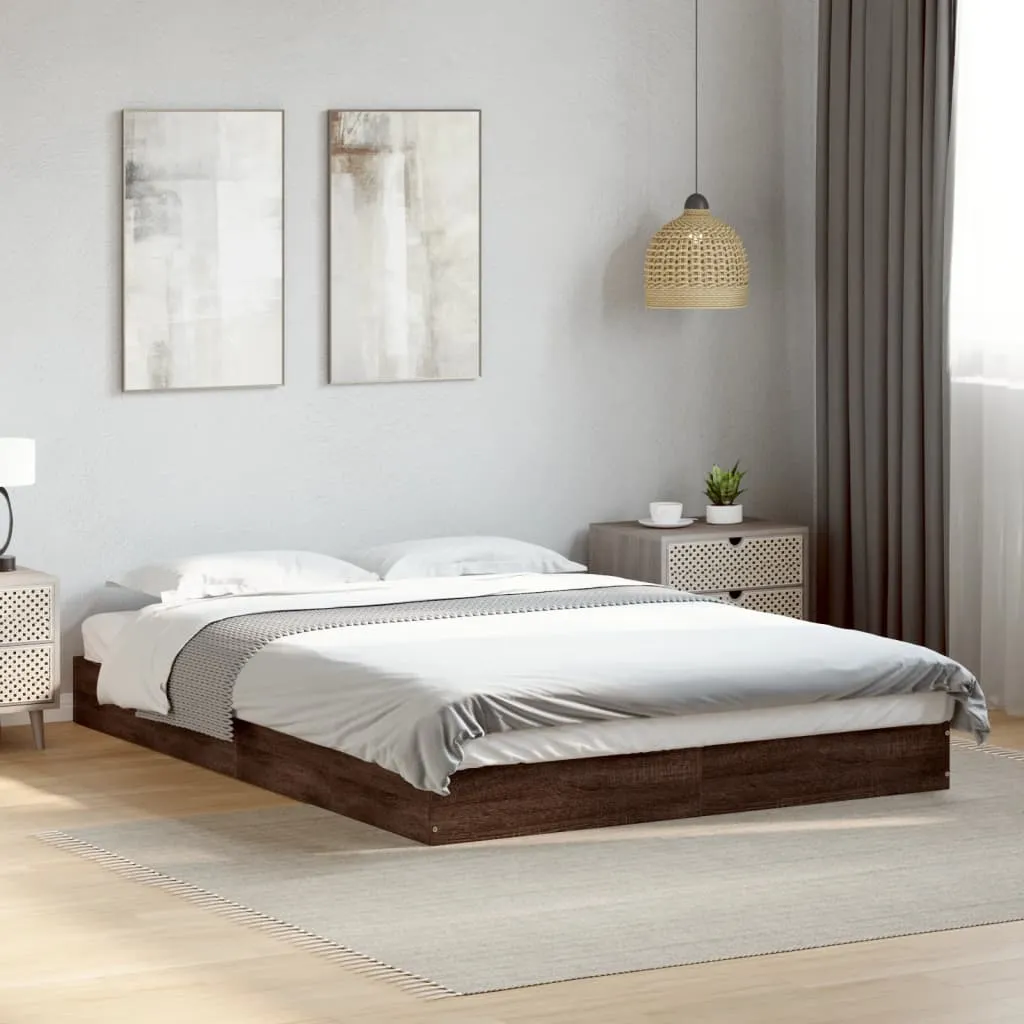 Bed Frame Brown Oak 120x190 cm Small Double Engineered Wood