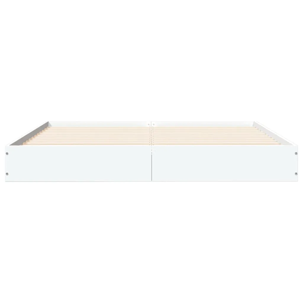Bed Frame White 135x190 cm Double Engineered Wood