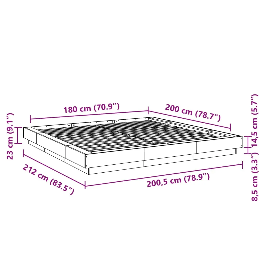 Bed Frame White 180x200 Super King cm Engineered Wood