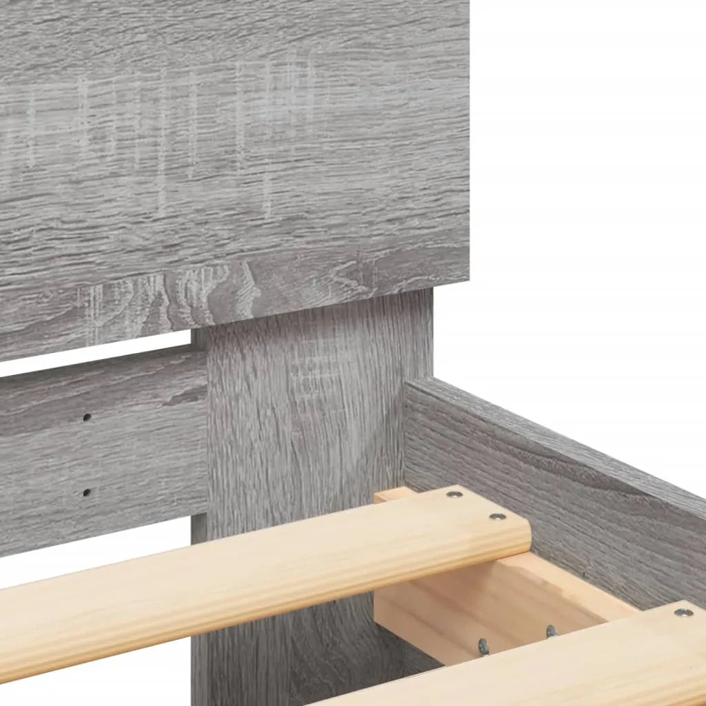 Bed Frame with Headboard Grey Sonoma 140x200 cm