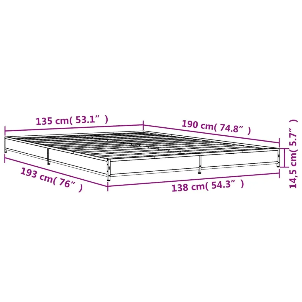 Bed Frame without Mattress Sonoma Oak 135x190 cm Double