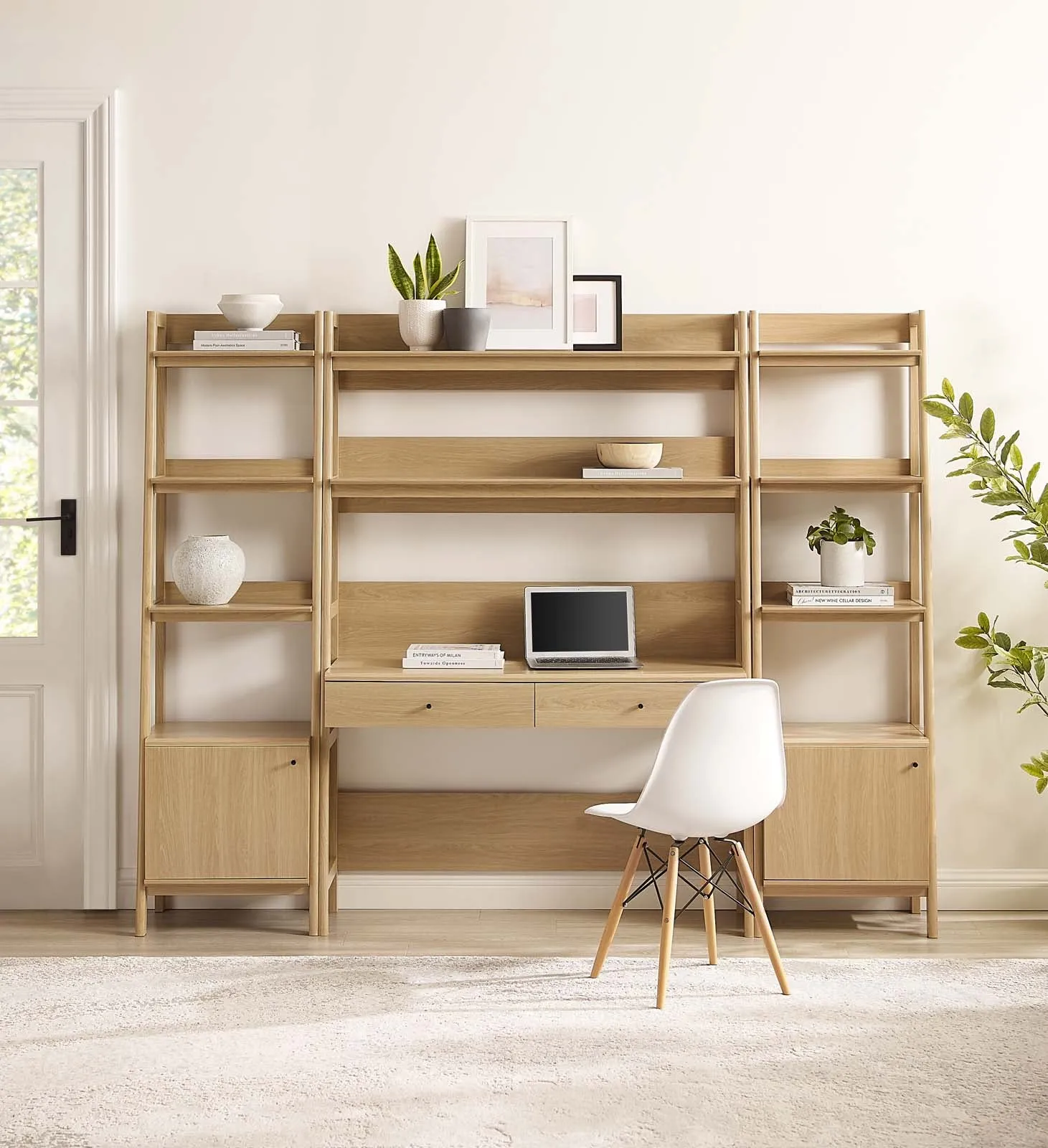 Bixby 3-Piece Wood Office Desk and Bookshelf By Modway - EEI-6114