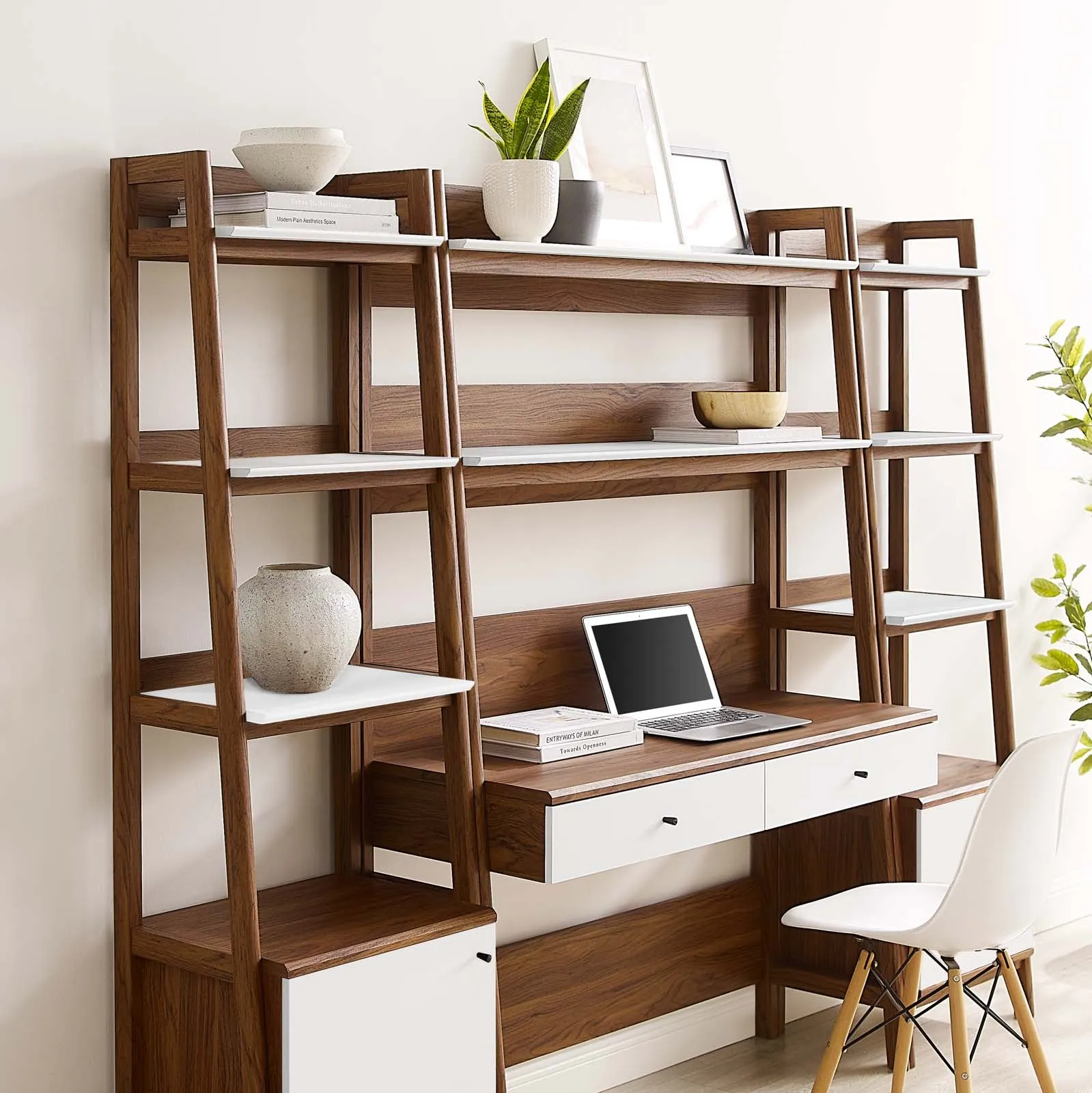 Bixby 3-Piece Wood Office Desk and Bookshelf By Modway - EEI-6114