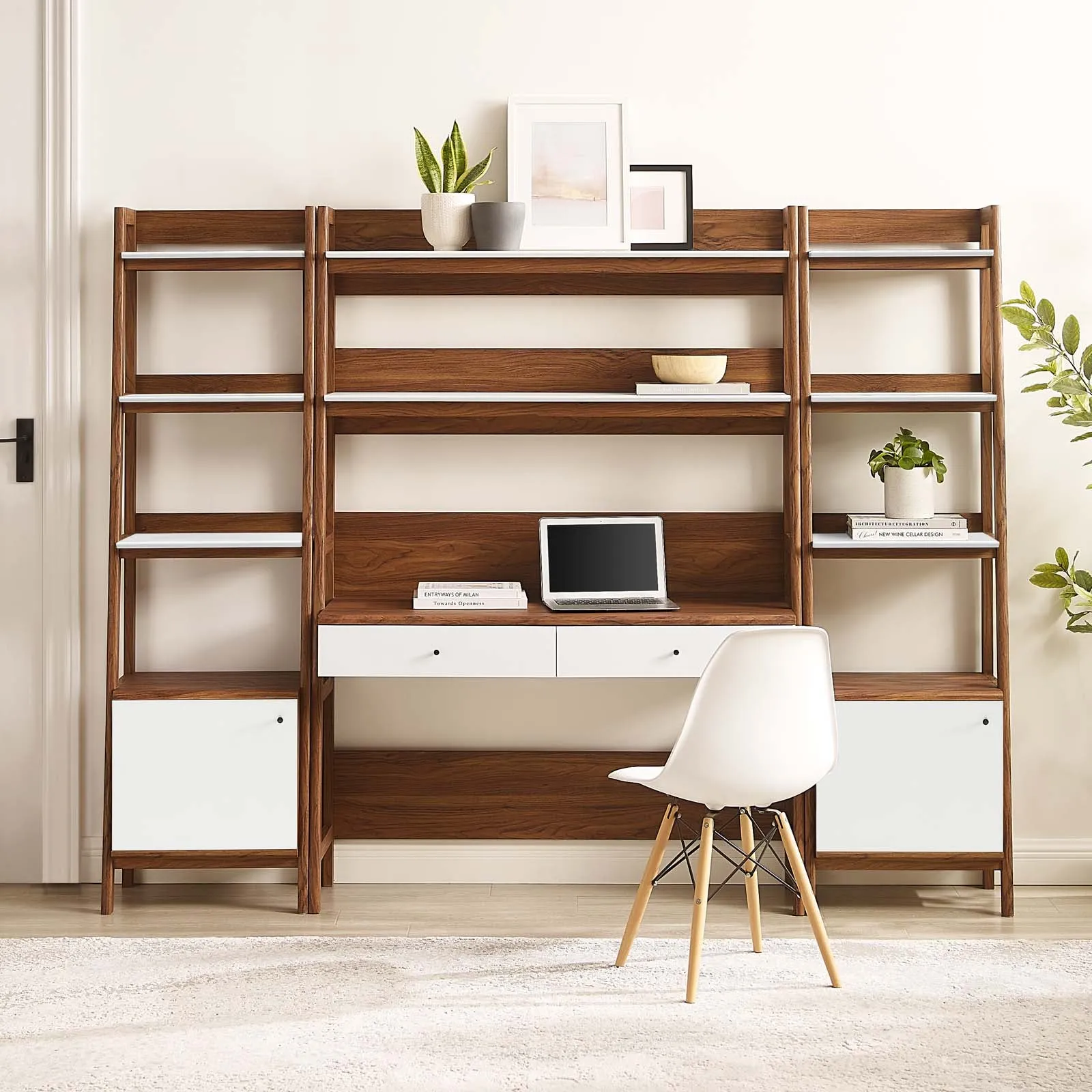 Bixby 3-Piece Wood Office Desk and Bookshelf By Modway - EEI-6114