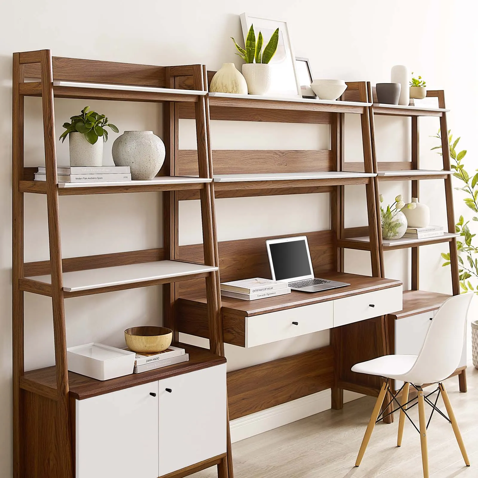 Bixby 3-Piece Wood Office Desk and Bookshelf By Modway - EEI-6115