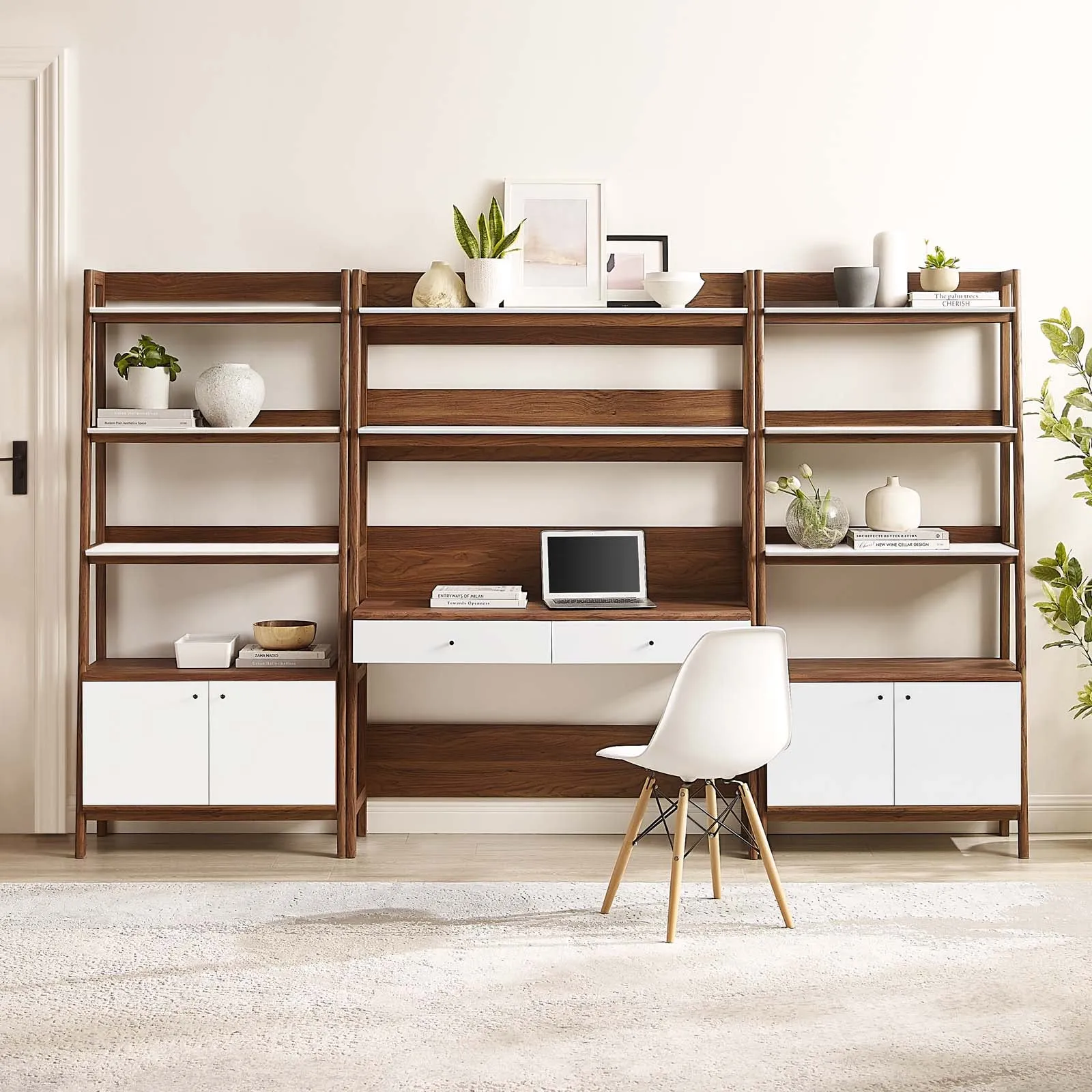 Bixby 3-Piece Wood Office Desk and Bookshelf By Modway - EEI-6115