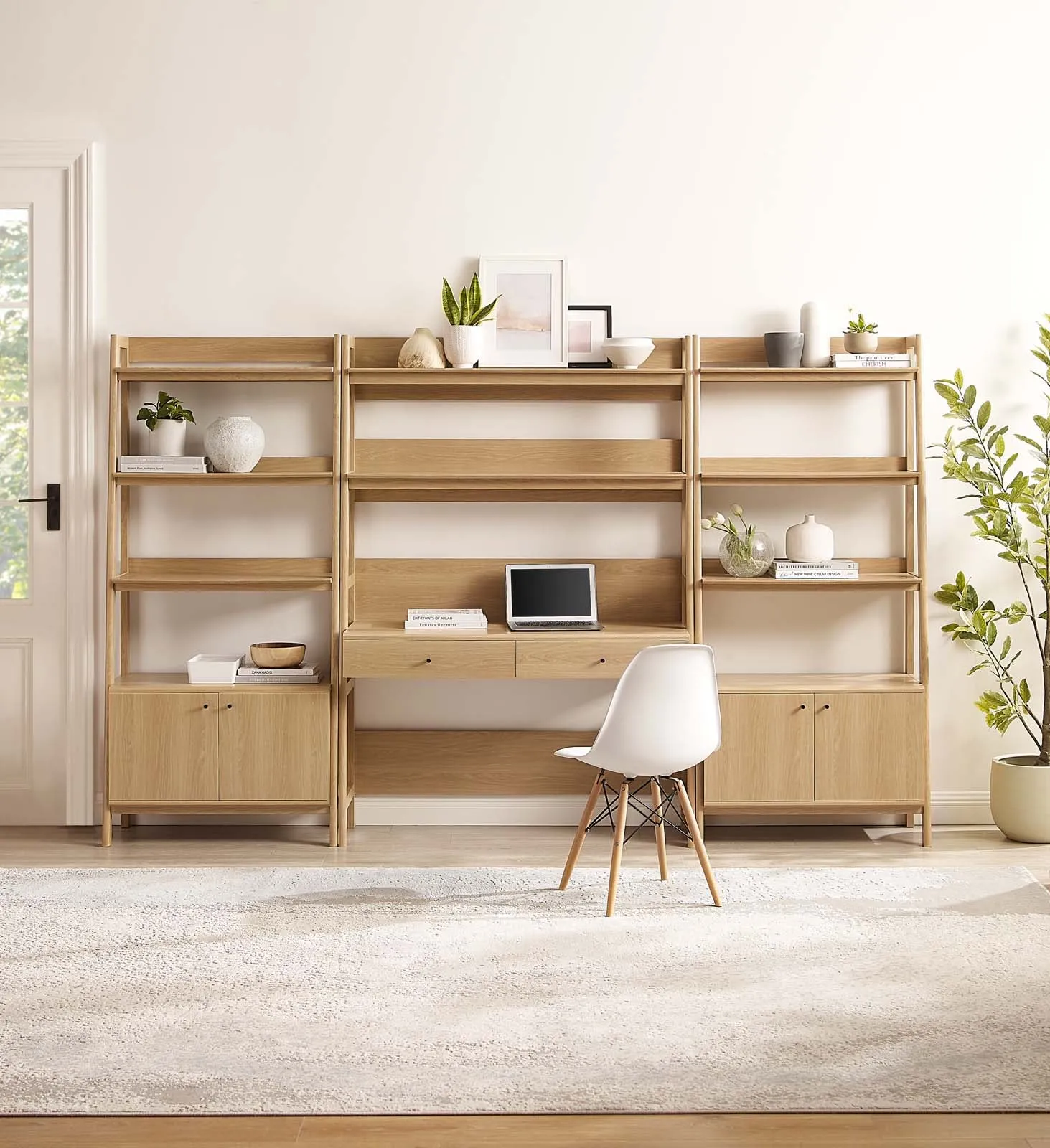 Bixby 3-Piece Wood Office Desk and Bookshelf By Modway - EEI-6115