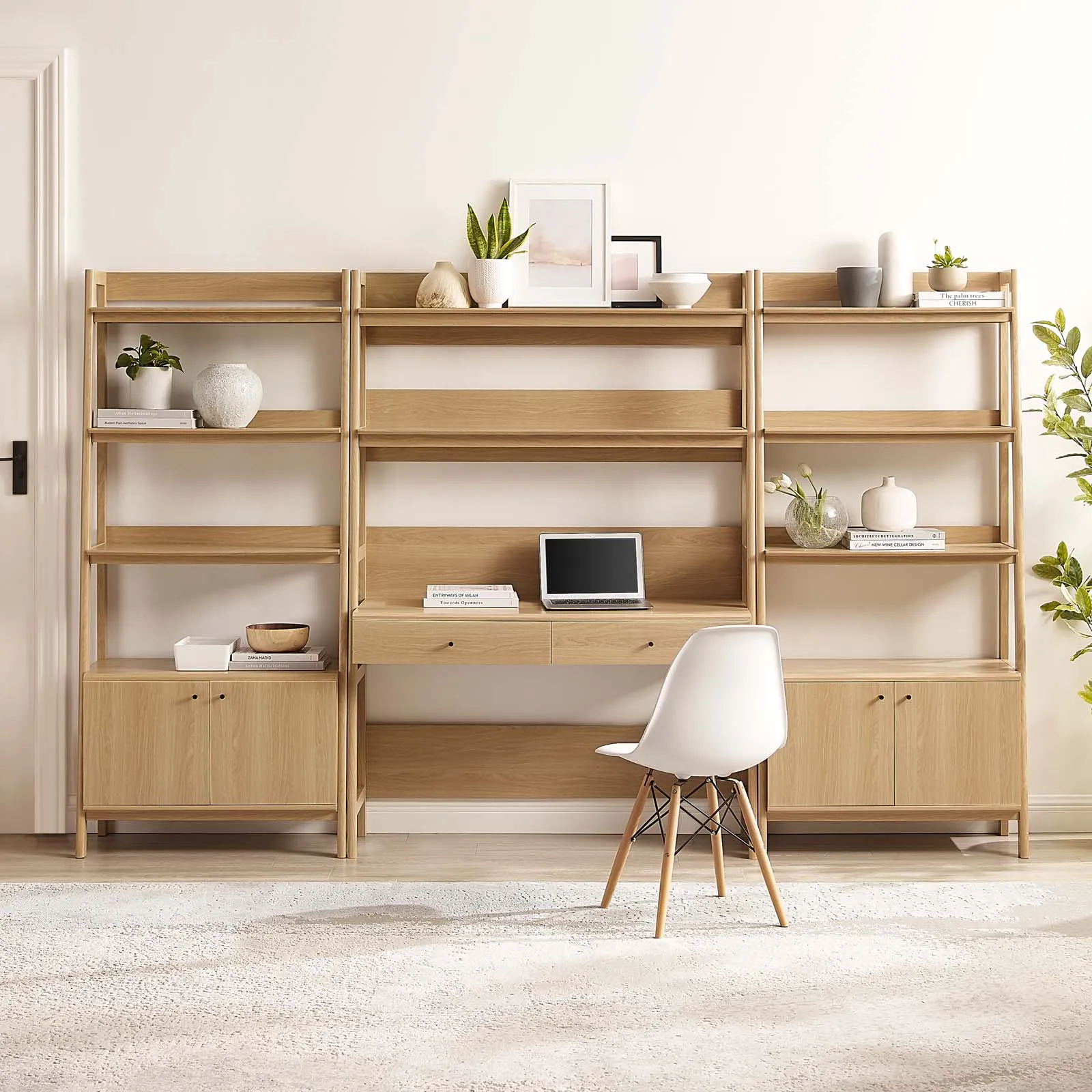 Bixby 3-Piece Wood Office Desk and Bookshelf By Modway - EEI-6115