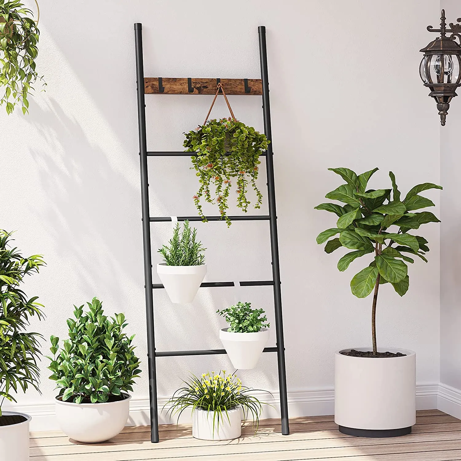 Blanket Ladder, 5-Tier Towel Ladder Shelf, Decorative Ladder, Towel Rack