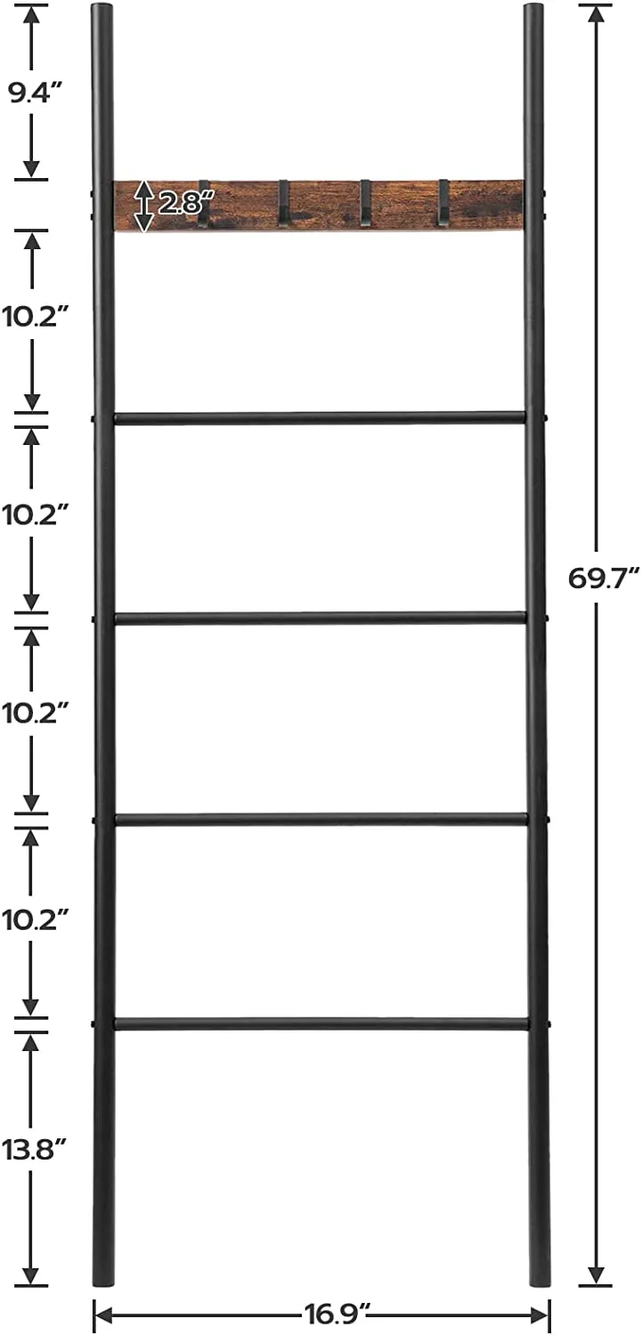 Blanket Ladder, 5-Tier Towel Ladder Shelf, Decorative Ladder, Towel Rack