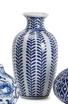 Blue & White Hand Painted Vase