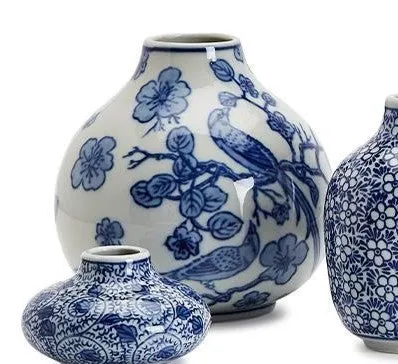 Blue & White Hand Painted Vase