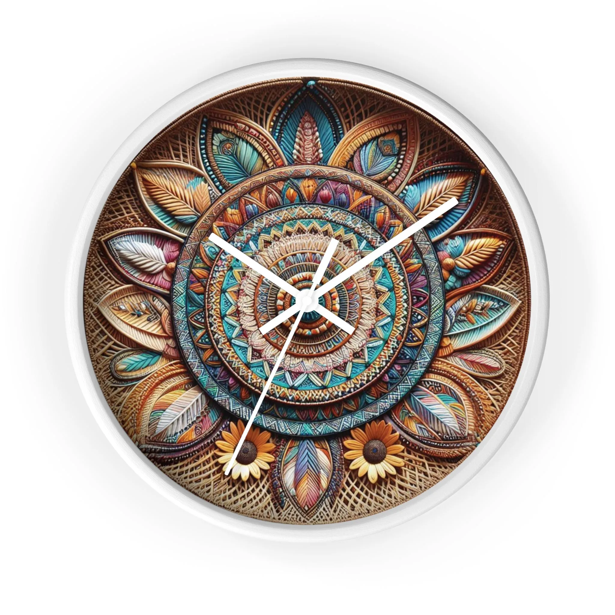 Bohemian wicker-look Wall Clock