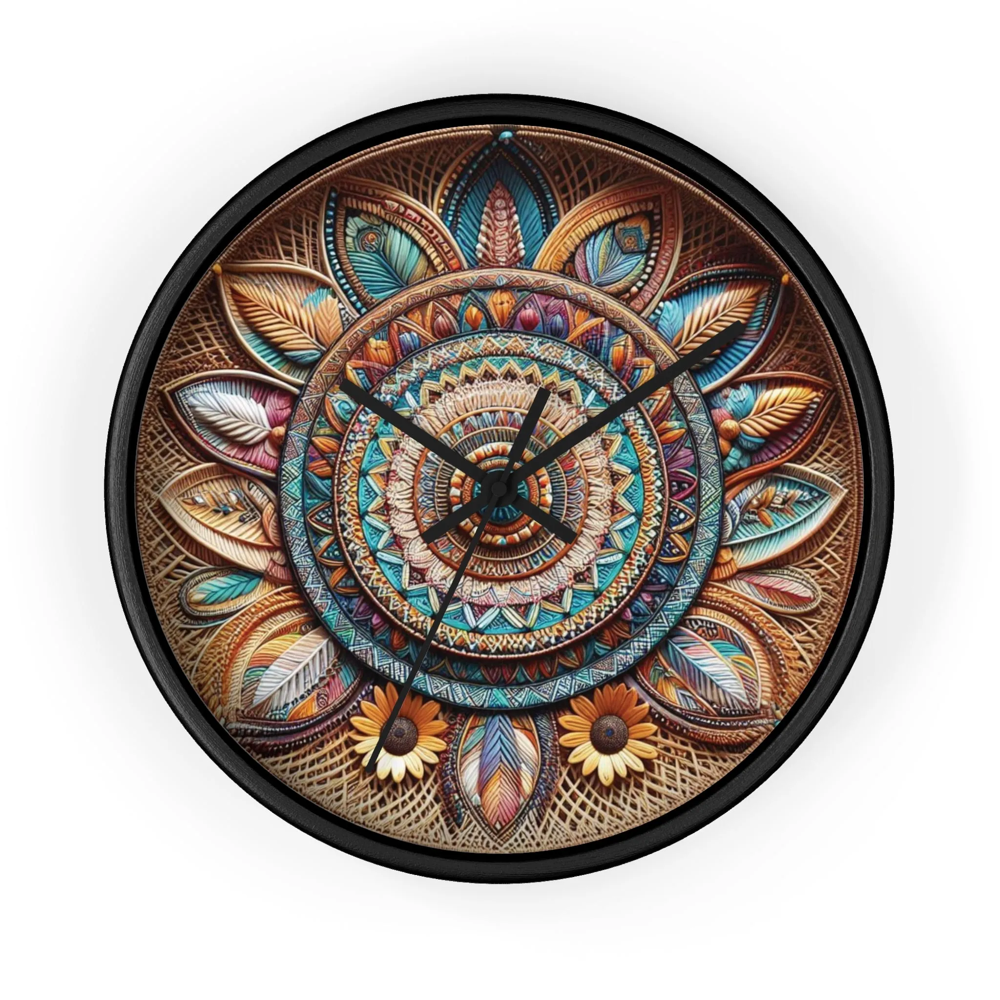 Bohemian wicker-look Wall Clock
