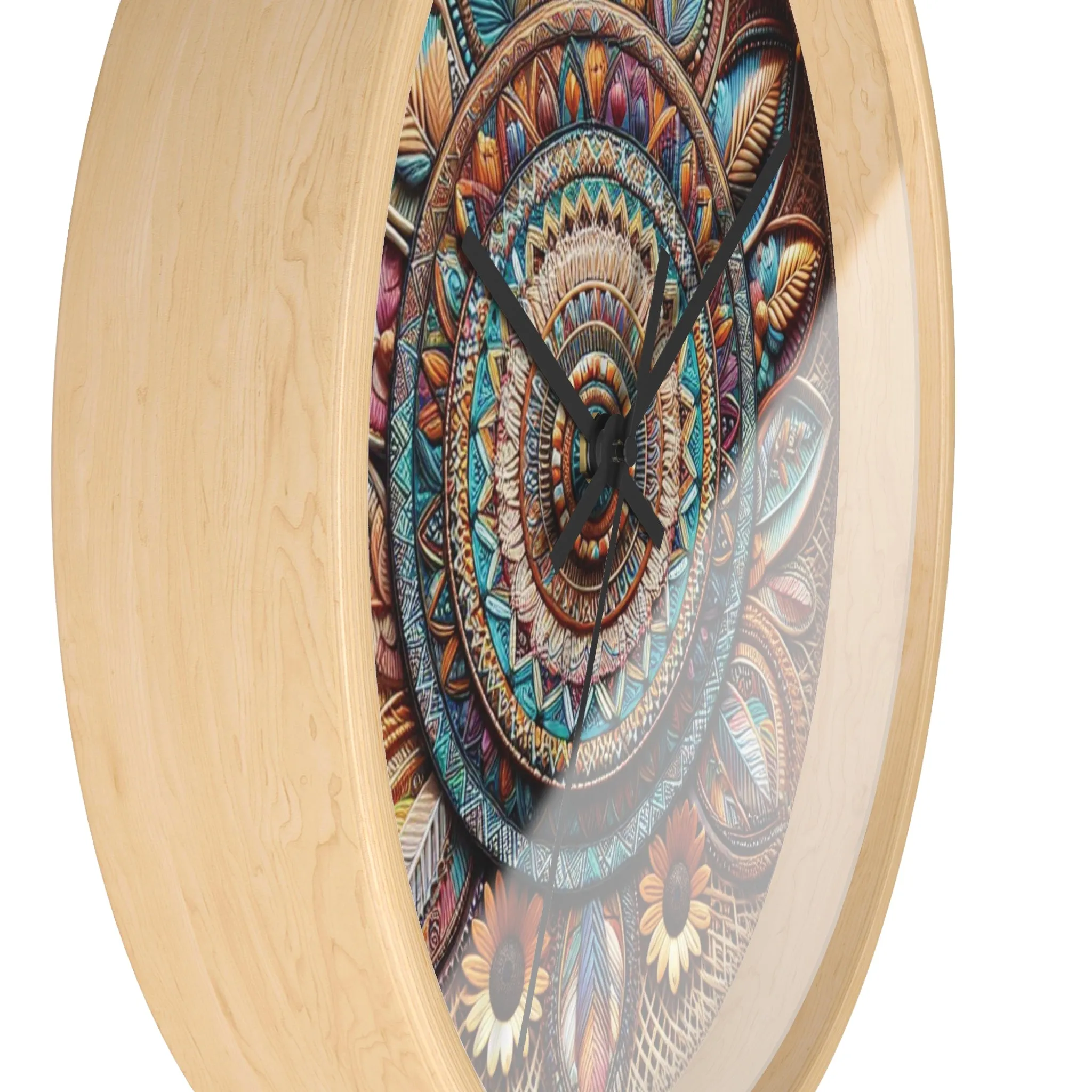 Bohemian wicker-look Wall Clock