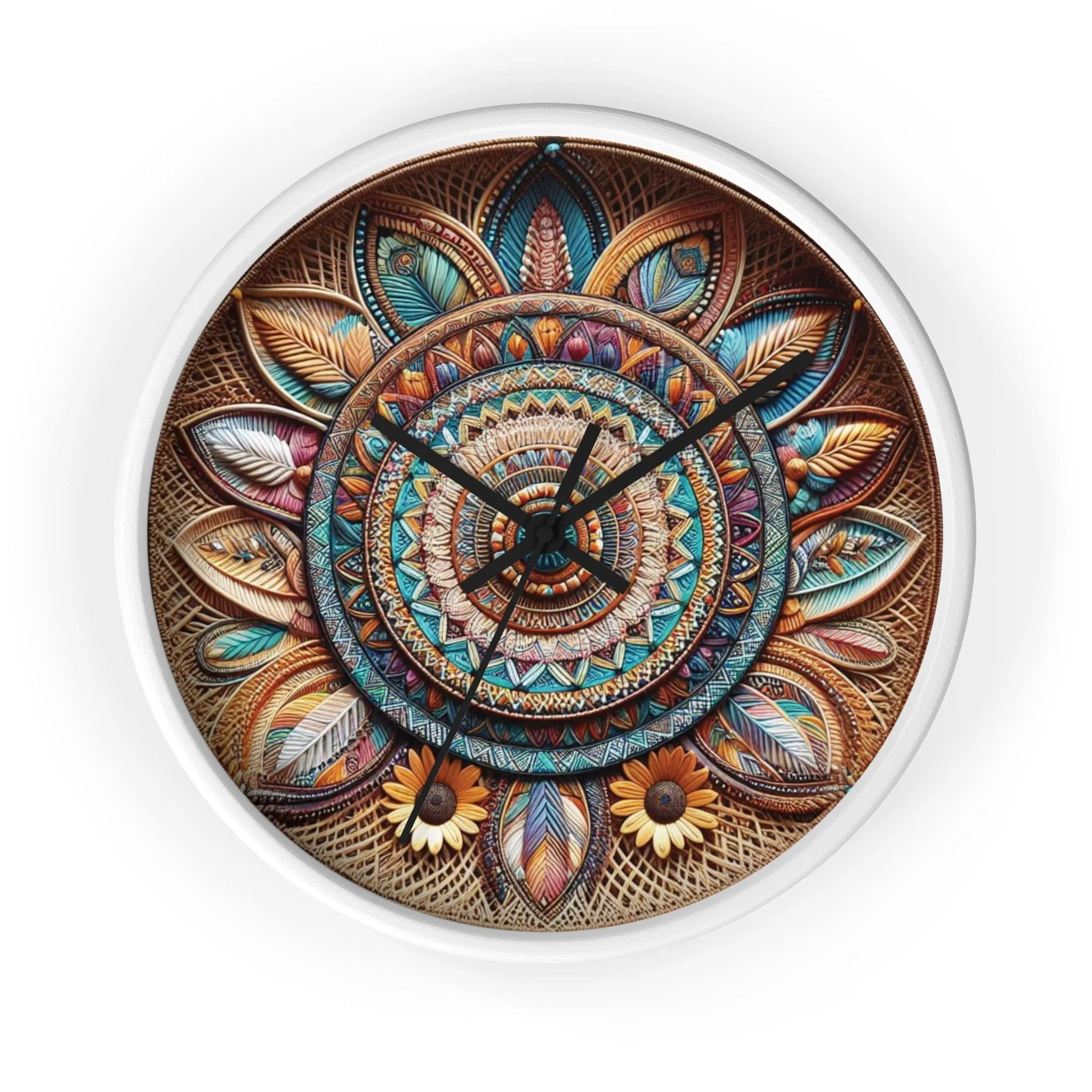 Bohemian wicker-look Wall Clock